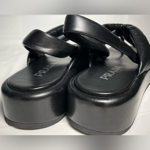Prada Leather Logo Platform Slingback Sandal in Nero(black) Women’s size 40 - Picture 6 of 10